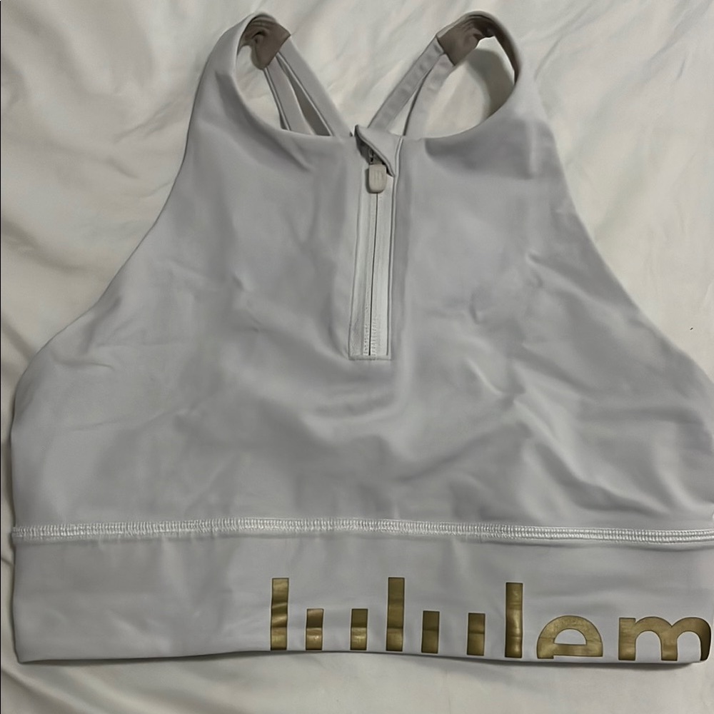 Lululemon White and Gold Sports Bra